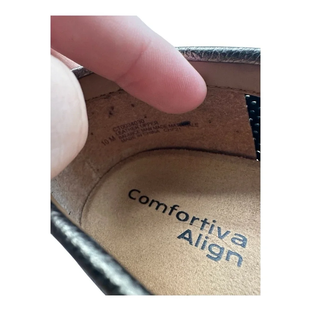 Comfortiva Align Laina Shoes Womens 10‎ M Gold Metallic Slip On Loafer Leather